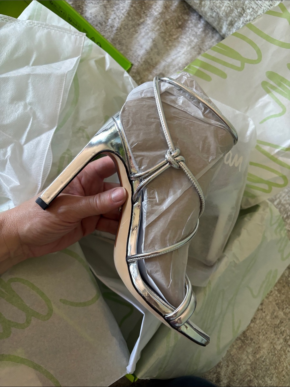 2/$100 SAM EDELMAN NIB Silver Isadora Ankle Strap Sandal, Metallic Heels - Picture 11 of 17